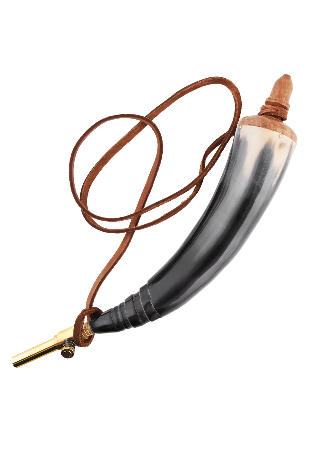Corne à poudre à robinet en laiton et lanière en cuir Pirates Wares