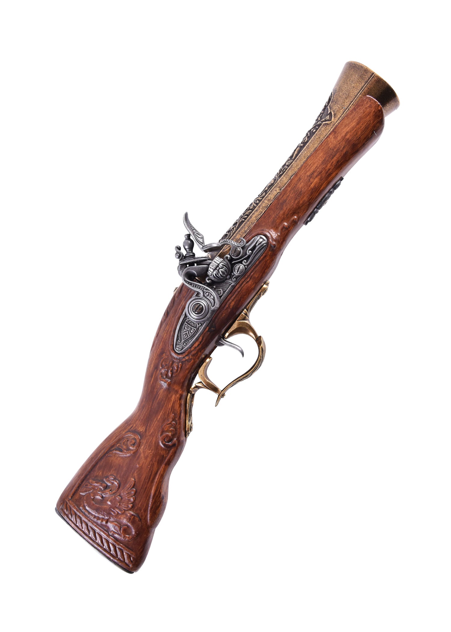 Fusil pirate tromblon court laiton à silex, 18e siècle Pirates Wares