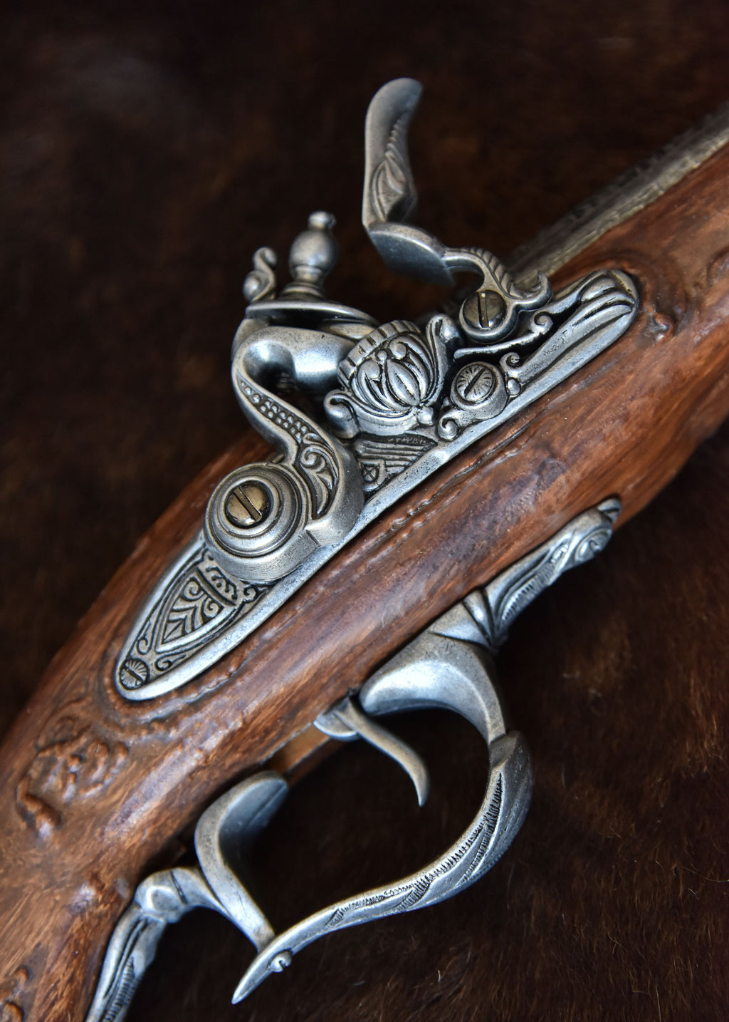 Fusil pirate tromblon court argenté à silex, 18e siècle Pirates Wares