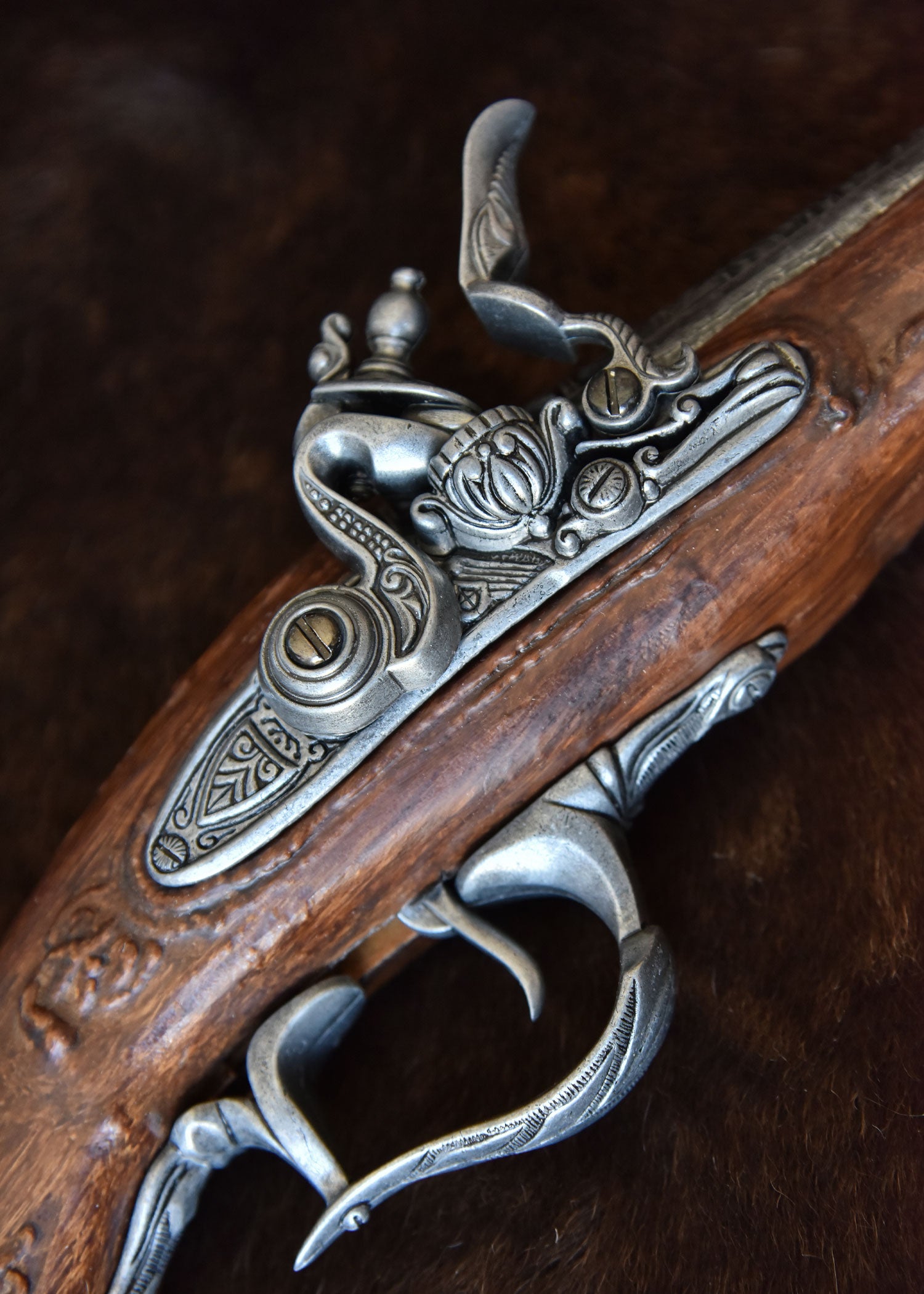 Fusil pirate tromblon court argenté à silex, 18e siècle Pirates Wares