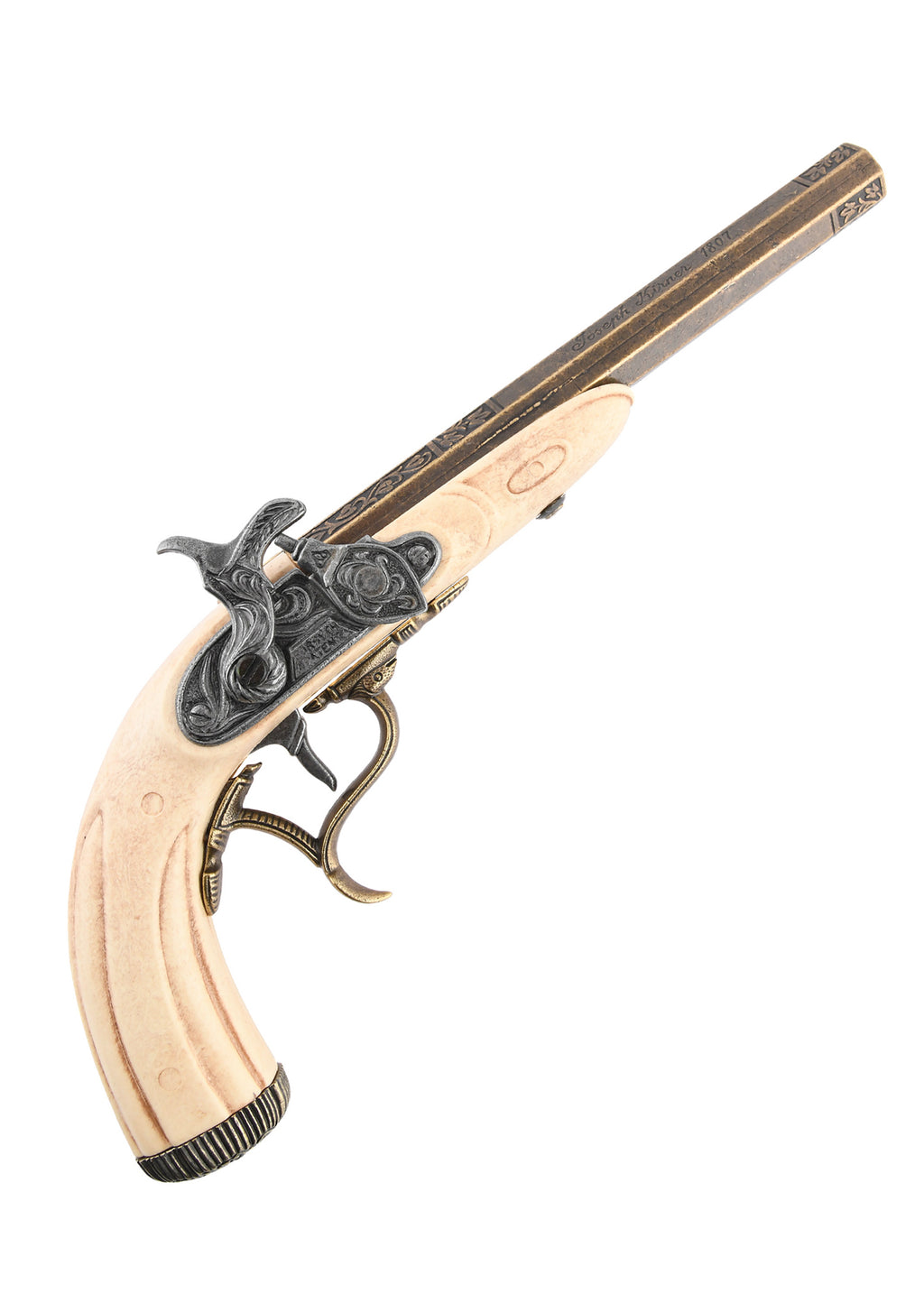 Pistolet pirate à percussion laiton, métal et façon ivoire Pirates Wares