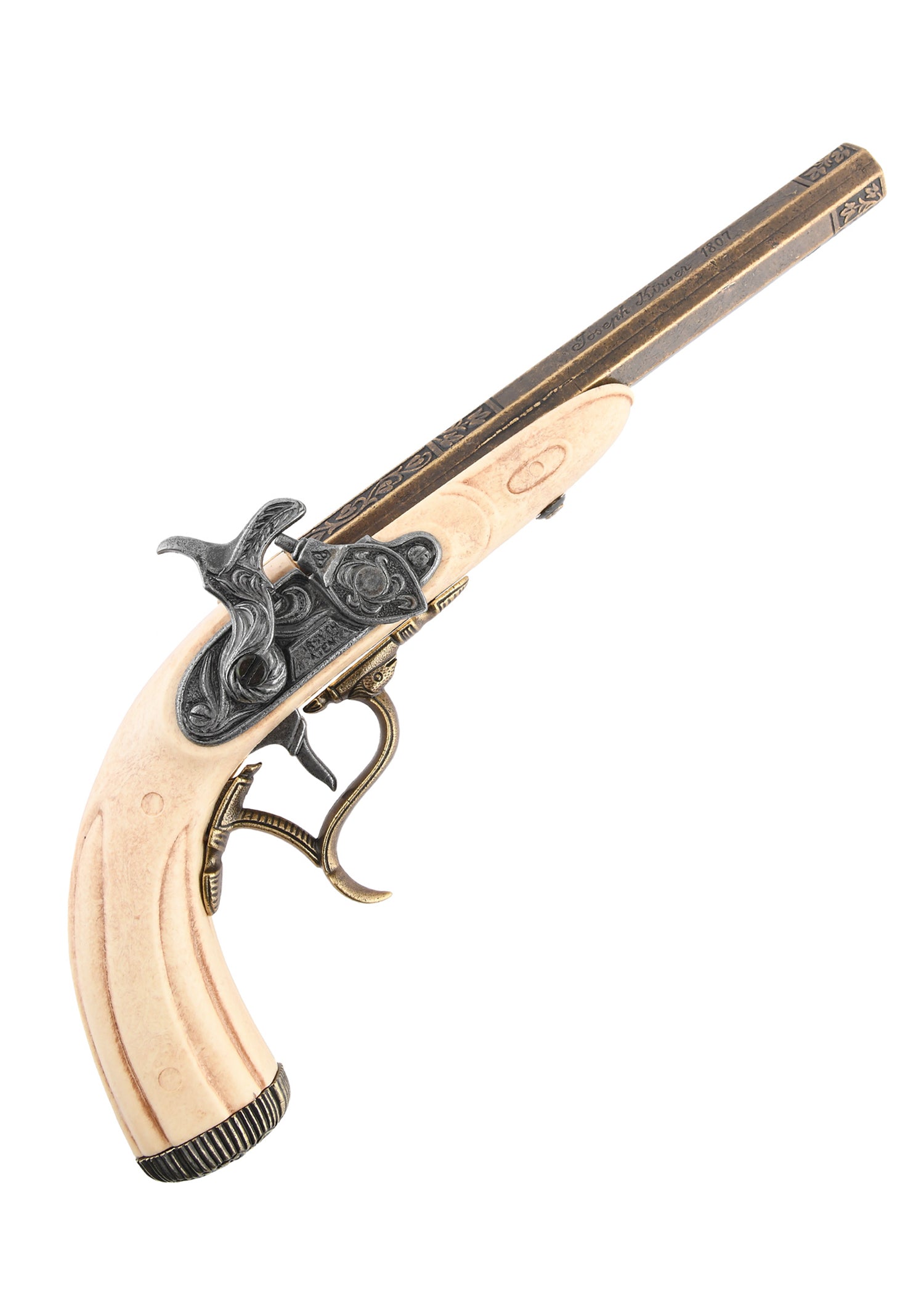 Pistolet pirate à percussion laiton, métal et façon ivoire Pirates Wares