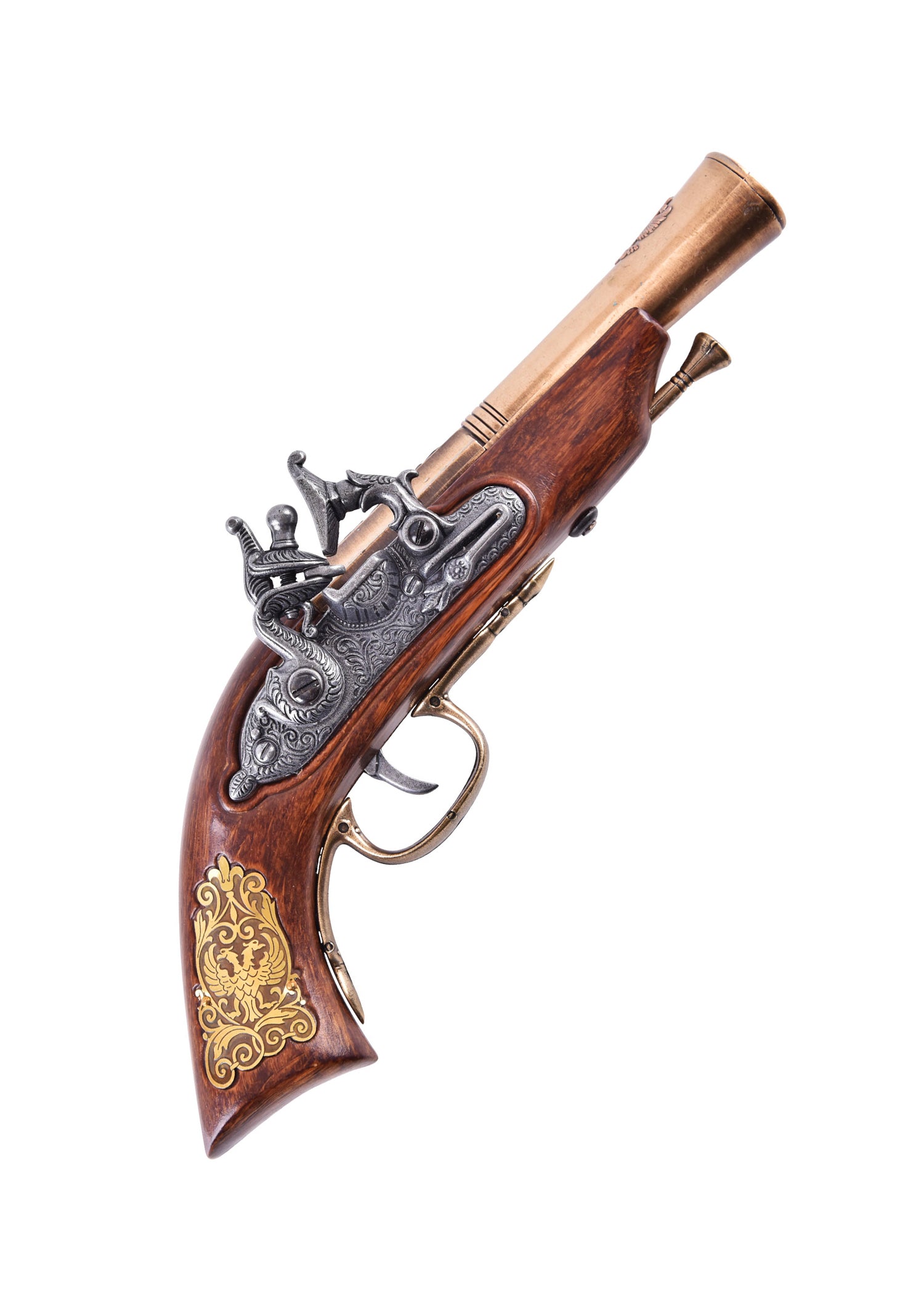 Pistolet pirate laiton à silex, 17e siècle Pirates Wares